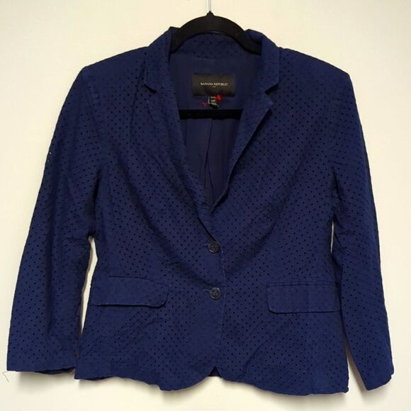 Banana Republic Factory Blue Eyelet Blazer - Picture 1 of 7
